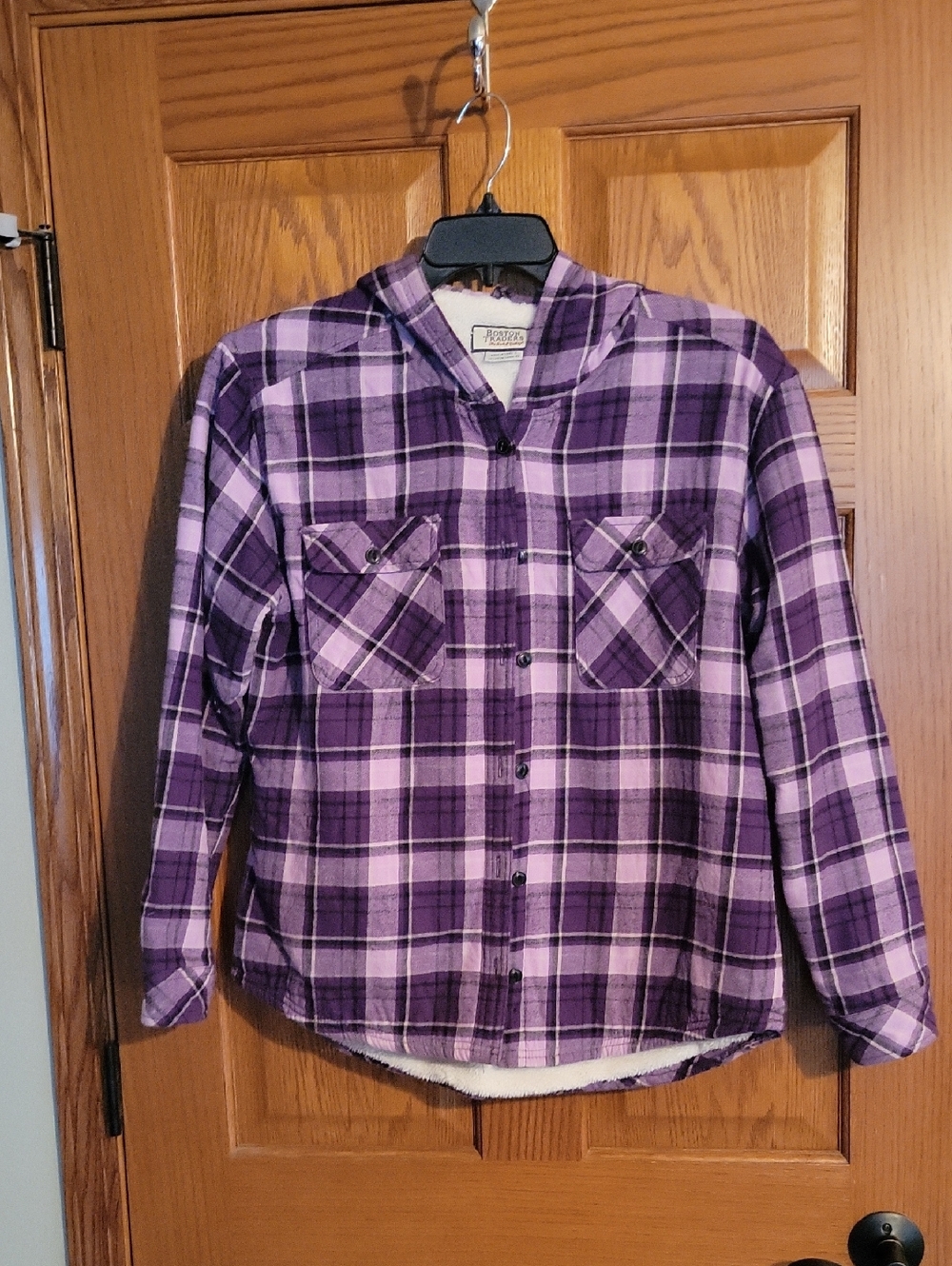 Boston Traders Purple Plaid Hooded Shirt Jacket